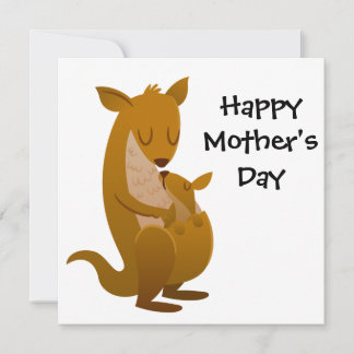 Tarjeta Festiva Diseño del día del canguro y de madre de Joey