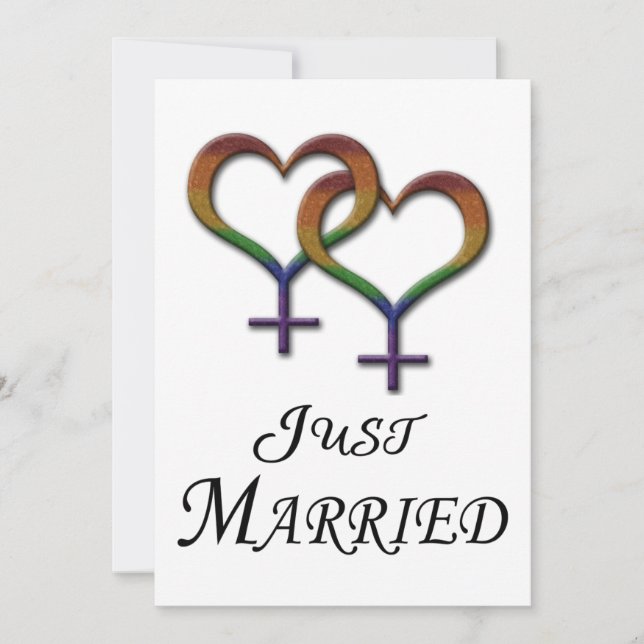 Tarjeta Festiva Diseño del Orgullo Lesbiano recién Casado (Anverso)