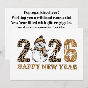 Tarjeta Festiva Diseño divertido de Año Nuevo con estampado de leo