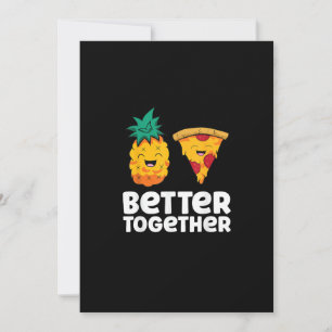 Tarjeta Festiva Diseño divertido de comida de pizza de piña juntos
