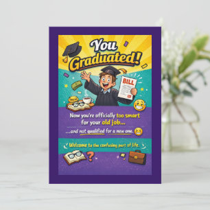 Tarjeta Festiva Diseño divertido de graduación al estilo de cómic