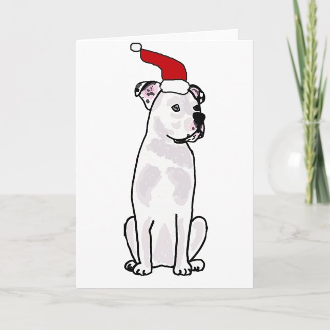 Tarjeta Festiva Diseño divertido de Navidades de Bulldog norteamer (Anverso)