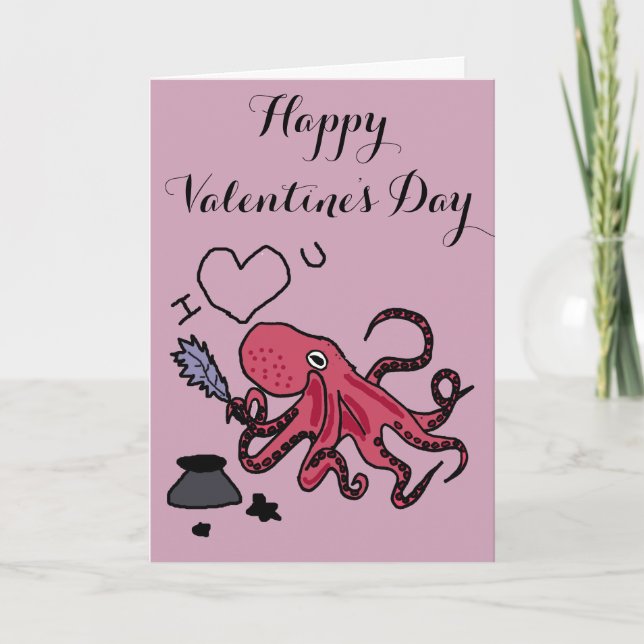 Tarjeta Festiva Diseño divertido del amor del pulpo (Anverso)
