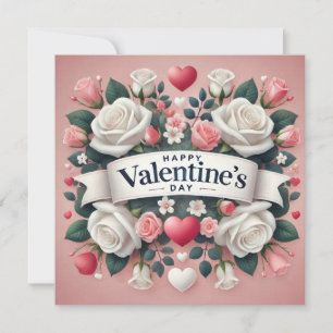 Tarjeta Festiva Diseño el día de San Valentín de Corazón Floral