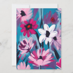 Tarjeta Festiva Diseño floral azul y rosa