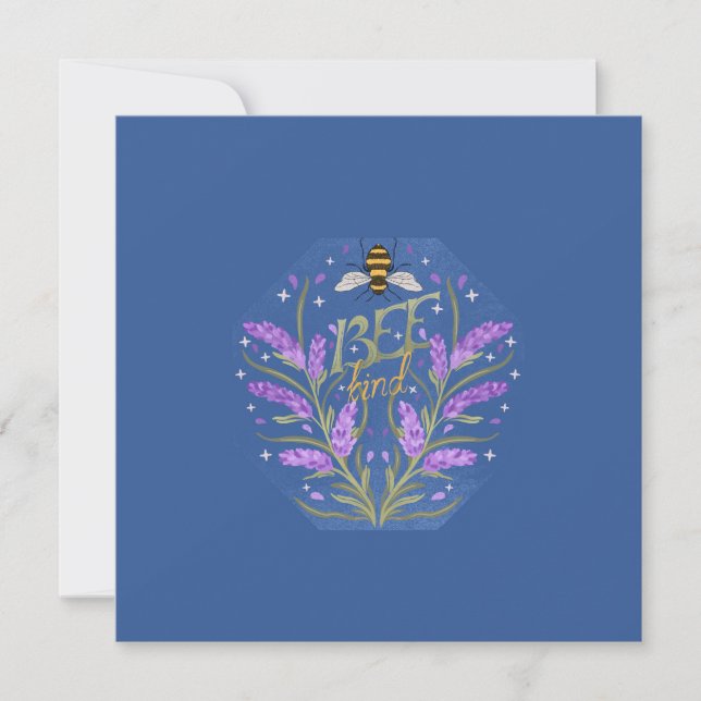 Tarjeta Festiva Diseño floral Bee Kind - Mensaje motivador (Anverso)