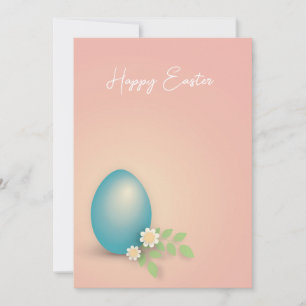 Tarjeta Festiva Diseño floral de huevo rosa y azul de Pascua