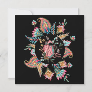 TARJETA FESTIVA DISEÑO FLORAL DEL CORAZÓN HUMANO
