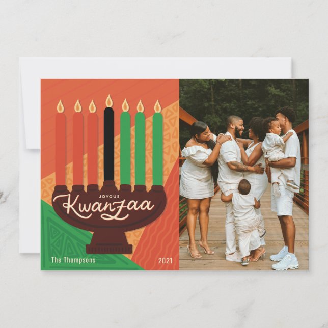 Tarjeta Festiva Diseño fotográfico de Joyous Kwanzaa (Anverso)