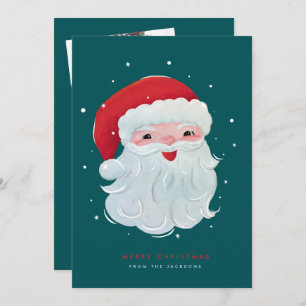 Tarjeta Festiva Diseño fotográfico de Santa Claus, pintado y lindo