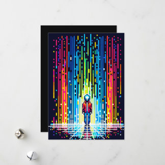 Tarjeta Festiva Diseño futurista de arte digital de lluvia ciberpu