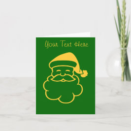 Tarjeta Festiva diseño gráfico de santa dorada verde