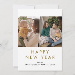 Tarjeta Festiva Diseño moderno de año nuevo con fotos divididas en