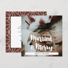 Tarjeta Festiva Diseño moderno Fotografía de recién casados y merr