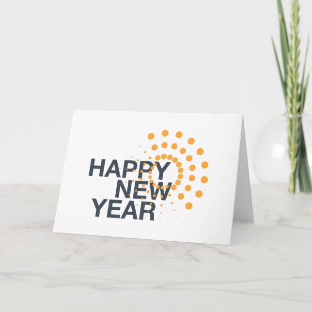 Tarjeta Festiva Diseño moderno, simple y urbano de "Feliz Año Nuev (Anverso)