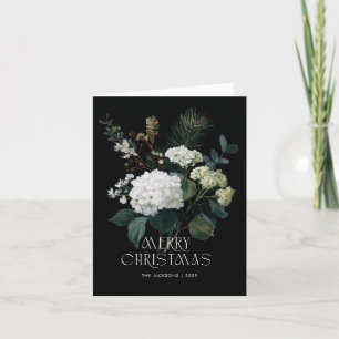Tarjeta Festiva Diseño Navideño de Hortensias Pintadas