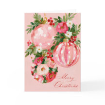Diseño navideño floral brillante rosa, rojo y crem