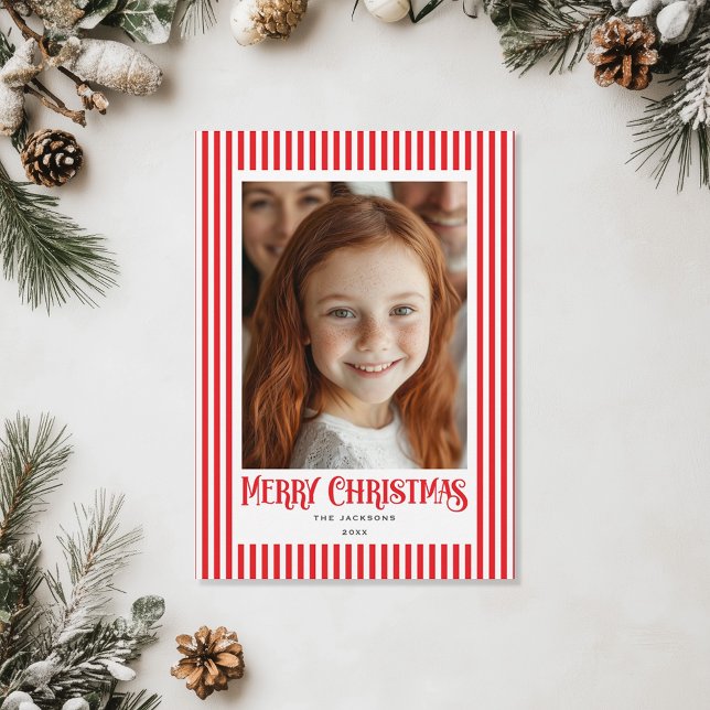 Tarjeta Festiva Diseño navideño navideño de las franjas rojas (Subido por el creador)