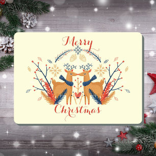 Tarjeta Festiva Diseño navideño nórdico de Cerezos de Cerezo Escan