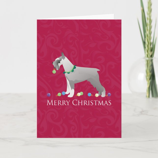 Tarjeta Festiva Diseño navideño Schnauzer Merry (Anverso)