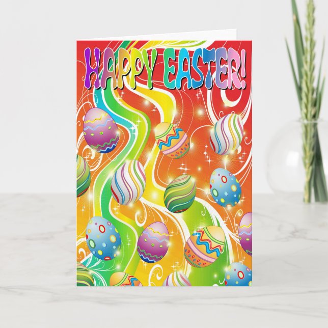 Tarjeta Festiva Diseño ornamental de huevos de Pascua (Anverso)