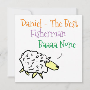 Tarjeta Festiva Diseño ovino para un pescador