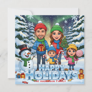 Tarjeta Festiva Diseño personalizado de escena de invierno Felices