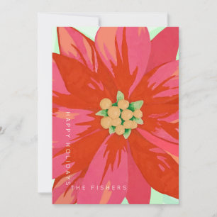 Tarjeta Festiva Diseño personalizado de poinsettia pintada a mano 