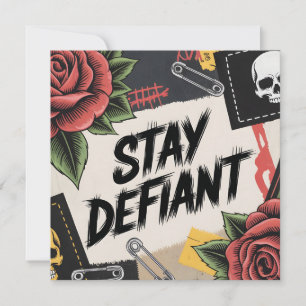 Tarjeta Festiva Diseño Rebelde: Eslogan Punk "Mantén la Rebeldía"