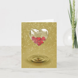 Tarjeta Festiva Diseño romántico del corazón de vidrio