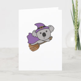 Tarjeta Festiva Disfraz de bruja de Halloween para niños koala bru