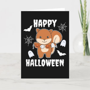 Tarjeta Festiva Disfraz de calabaza de Halloween de ardilla