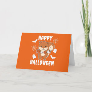 Tarjeta Festiva Disfraz de calabaza de Halloween para ardilla