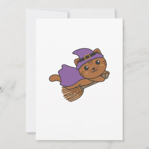 Tarjeta Festiva Disfraz de Gato Bruja de Halloween para Niños