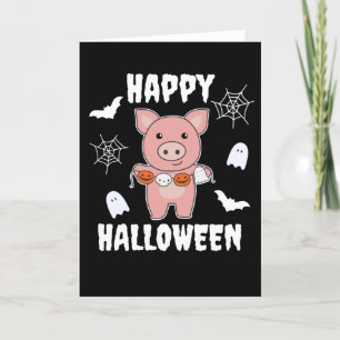 Tarjeta Festiva Disfraz de murciélago de calabaza de Halloween fel