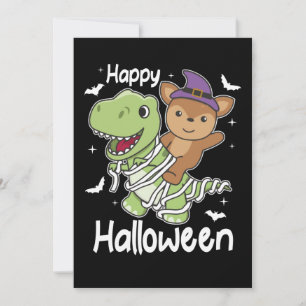 Tarjeta Festiva Disfrázate de T-rex Momia Feliz Halloween Ciervo