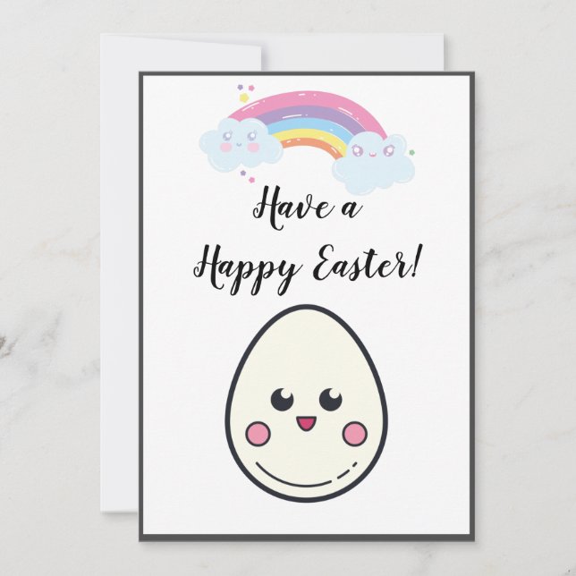 Tarjeta Festiva Disfruta de la deliciosa fiesta de Pascua Kawaii E (Anverso)