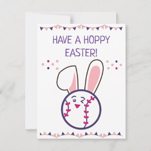 Tarjeta Festiva Disfrútalo con un baile de béisbol lindo conejito