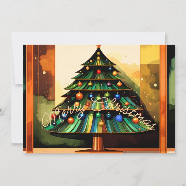 Tarjeta Festiva Distinctive Happy Holiday Christmas Tree (Anverso)
