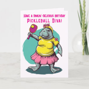 Tarjeta Festiva Diva de baloncesto con manatí Cumpleaños
