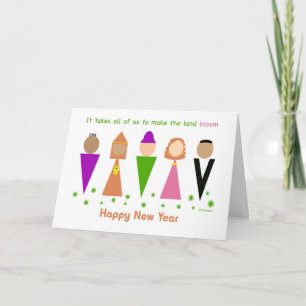 Tarjeta Festiva Diversidad judía Rosh Hashanah