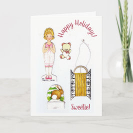 Tarjeta Festiva Diversión de invierno de muñecas de papel de cosec