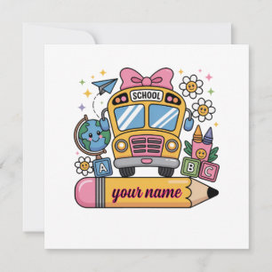 Tarjeta Festiva Diversión en Autobús Escolar Lindo   Educación de 