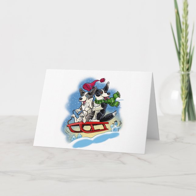 Tarjeta Festiva Diversión en la nieve (Anverso)