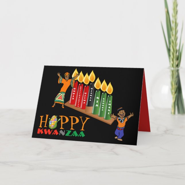 Tarjeta Festiva Diversión Feliz KWANZAA 7 Principios Personalizado (Anverso)