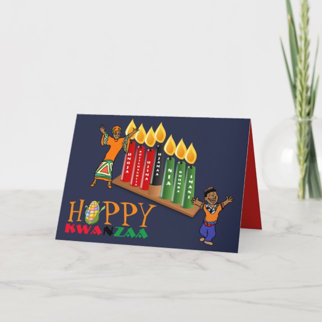 Tarjeta Festiva Diversión Feliz KWANZAA 7 Principios Personalizado (Anverso)