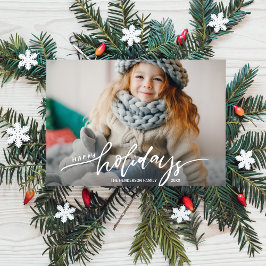 Tarjeta Festiva Diversión moderna Felices Fiestas Fotos Mano Leída