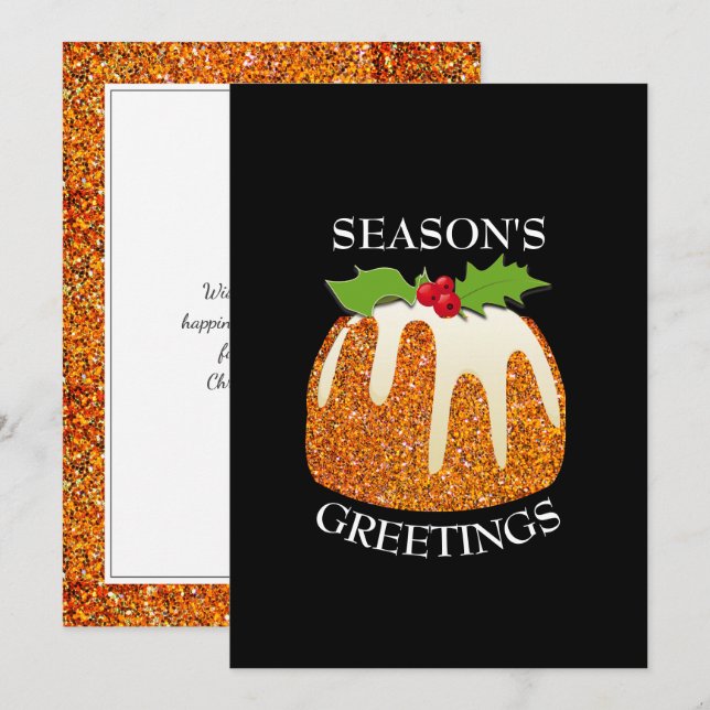 Tarjeta Festiva Diversión | Navidades Pudding Naranja | PURPURINA  (Anverso / Reverso)
