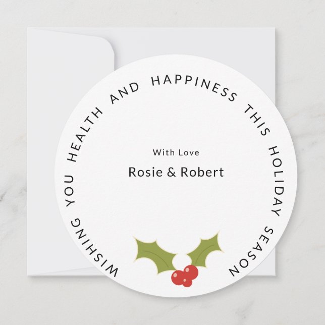 Tarjeta Festiva Diversión, redondo, vacaciones mínimas de árbol de (Reverso)