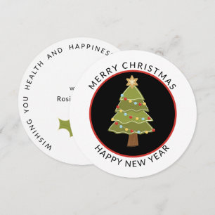 Tarjeta Festiva Diversión, redondo, vacaciones mínimas de árbol de